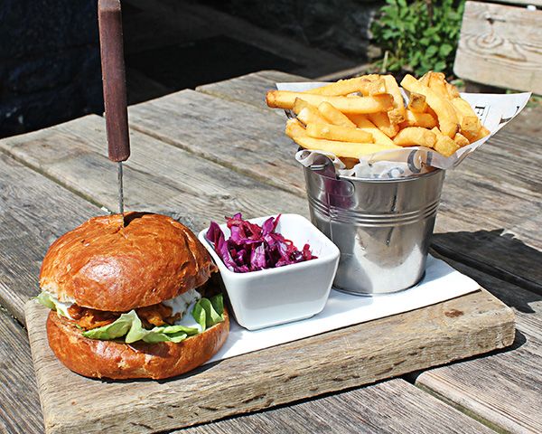 A great shot of a burger at The Fountaine Inn