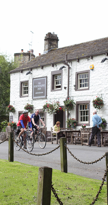 Outside the Fountaine Inn a brilliant pub and restaurant with rooms close to Grassington in Linton in Craven
